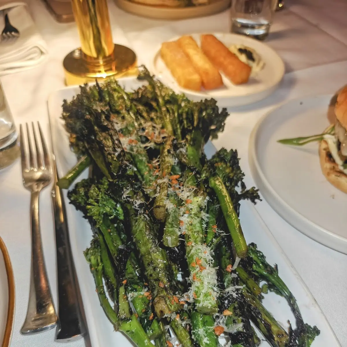 Fire Roasted Broccolini with Shaved Parmesan