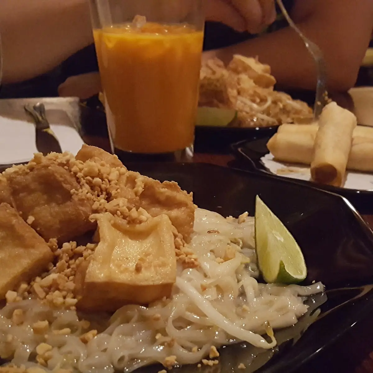 Tofu Pad Thai with Spring Rolls