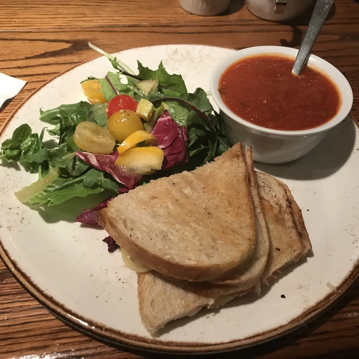Grill Cheese Soup and Salad