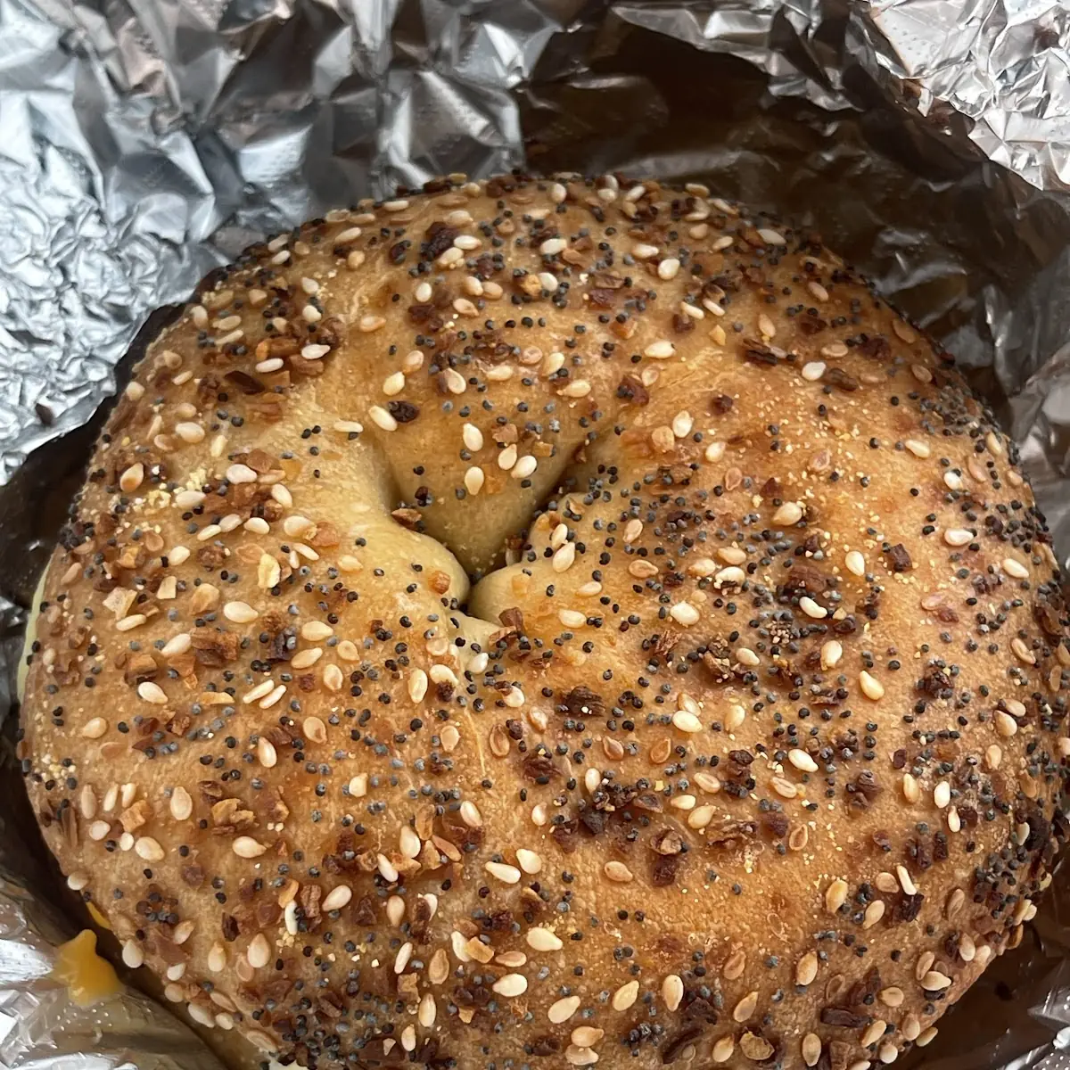 Egg and Cheese Everything Bagel