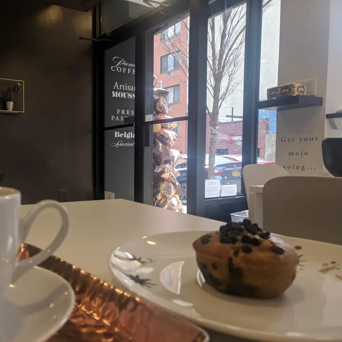 Cortado and Vegan Chocolate Muffin