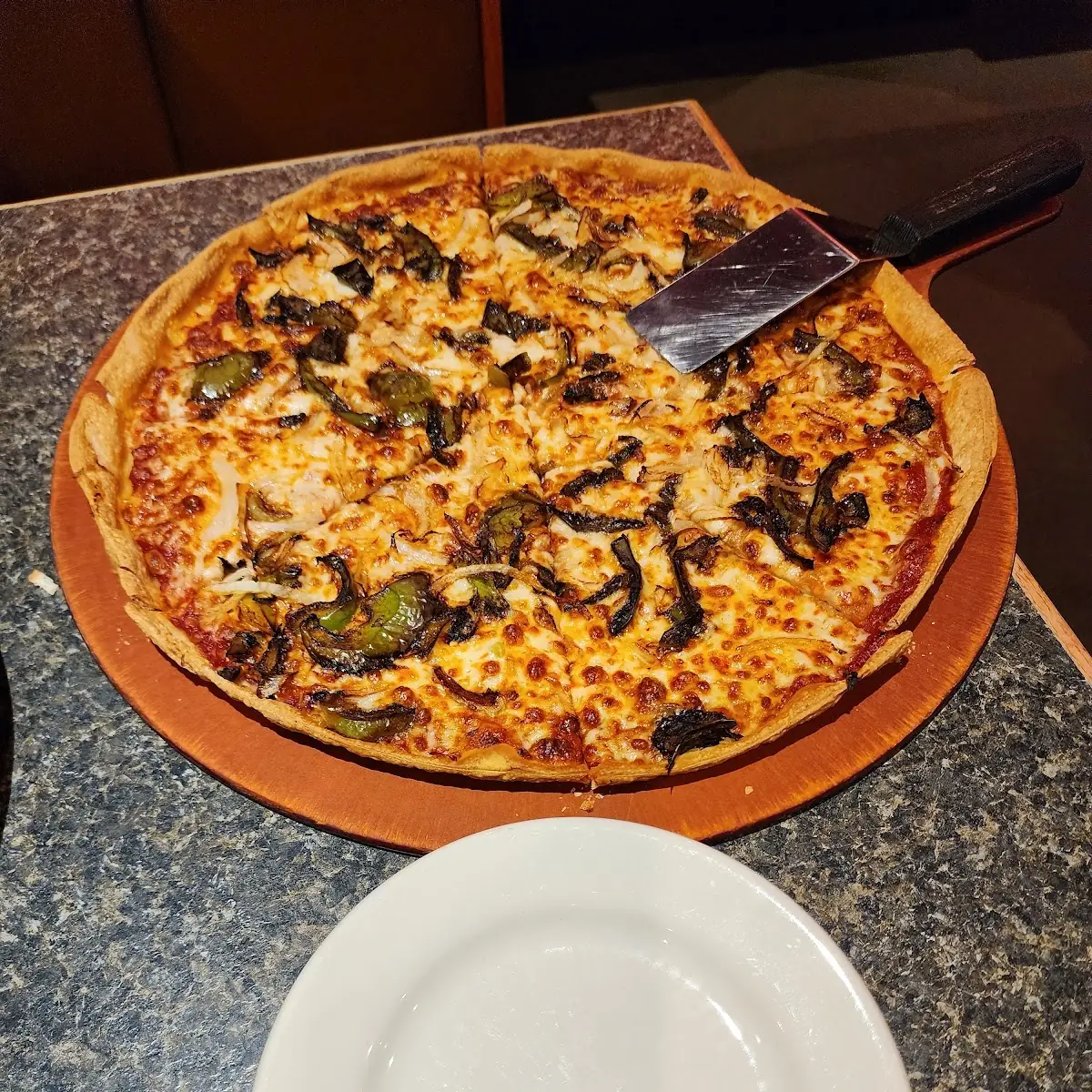 Thin Crust Green Peppers and Onion