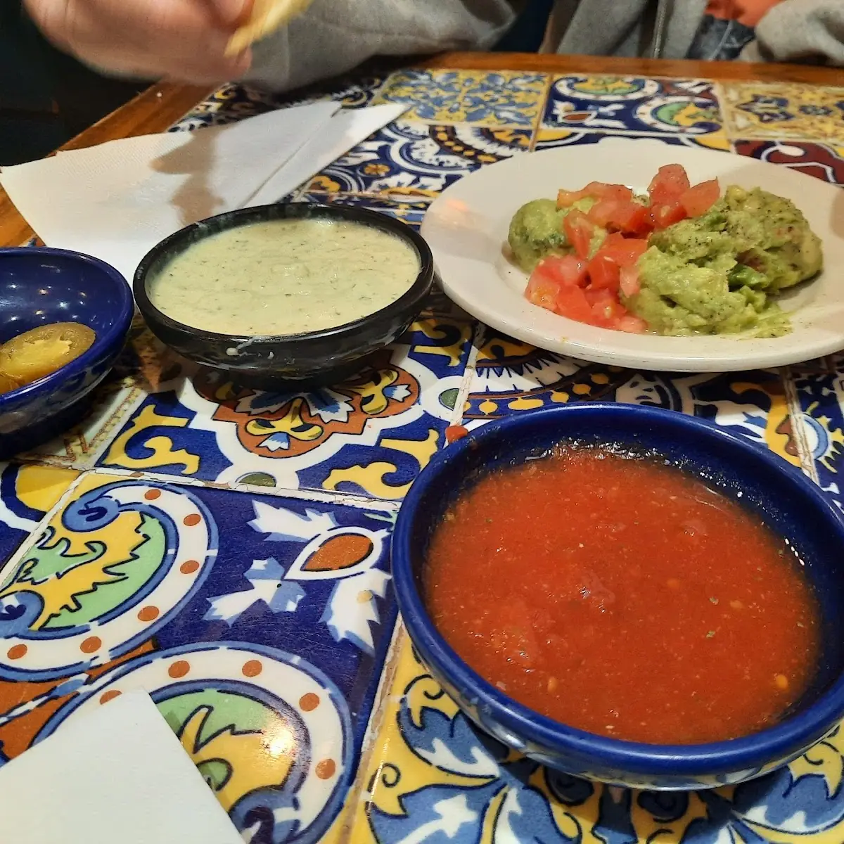 Guacamole and Salsa and Green Sauce