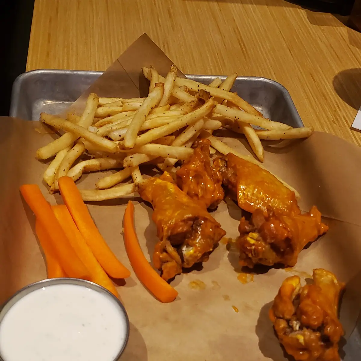 Honey BBQ Wings and Fries
