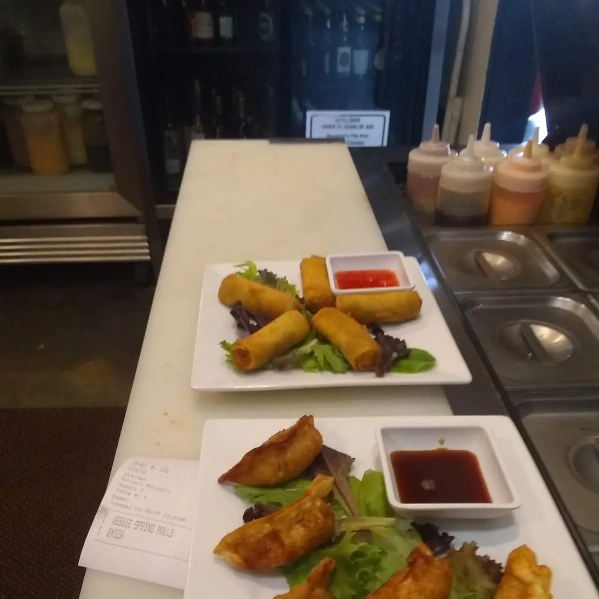 Veggie Spring Rolls and Gyoza