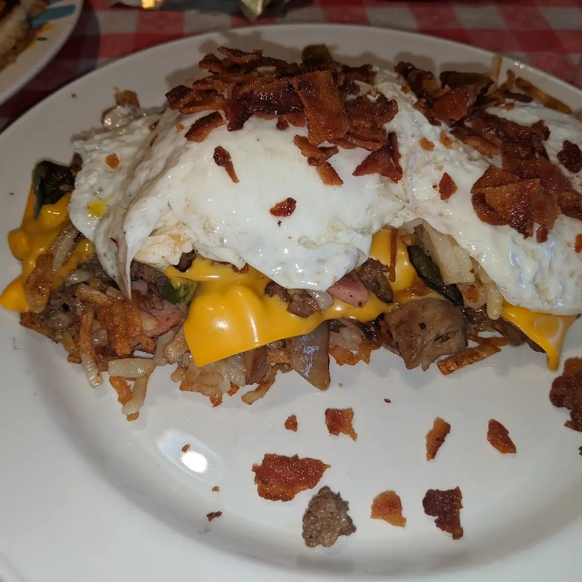 Loaded Hash Browns with Eggs on Top