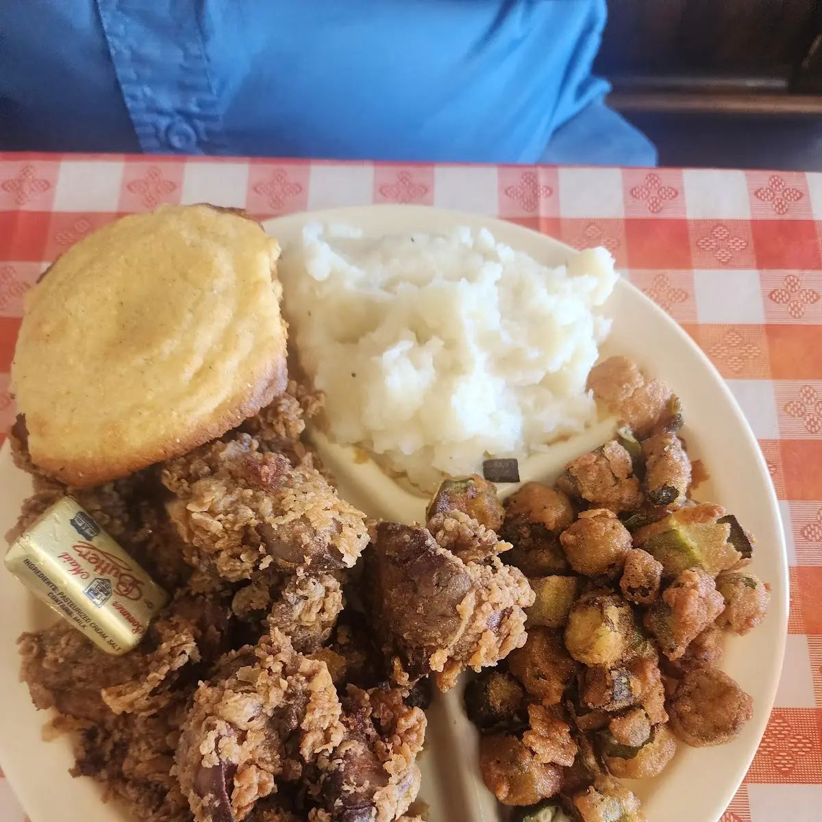 Meat & Veggies Chicken Livers Fried Okra & Mashed Potatoes