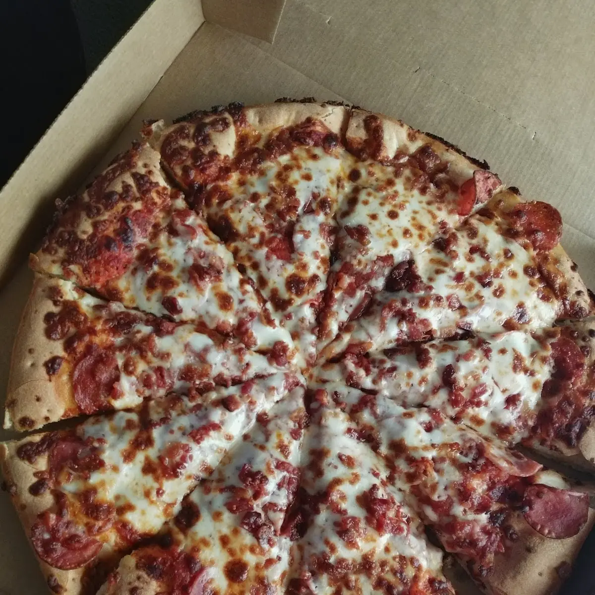 Original Thick and Chewy Crust with Ham Bacon and Pepperoni Pizza