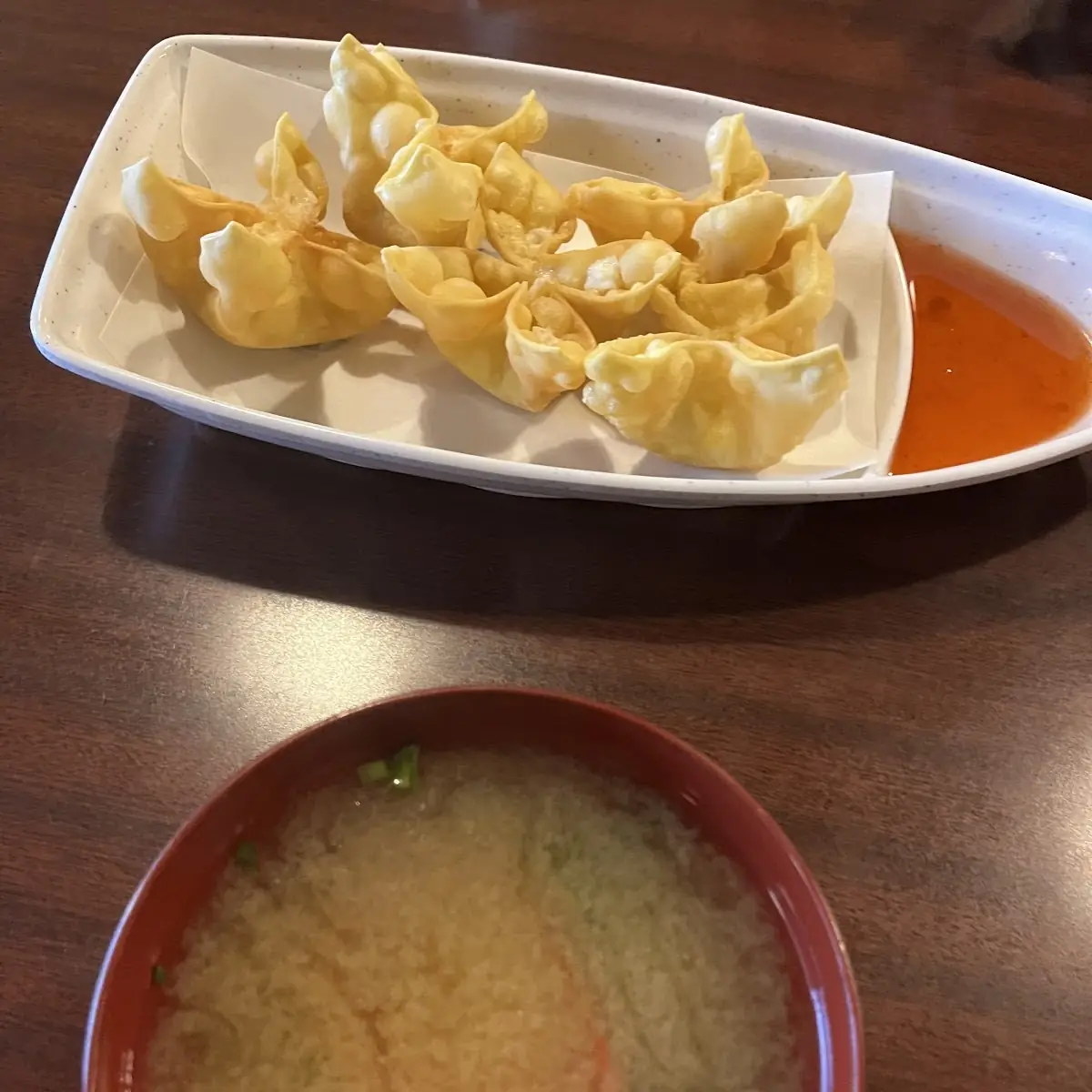 Miso Soup & Cheese Wontons