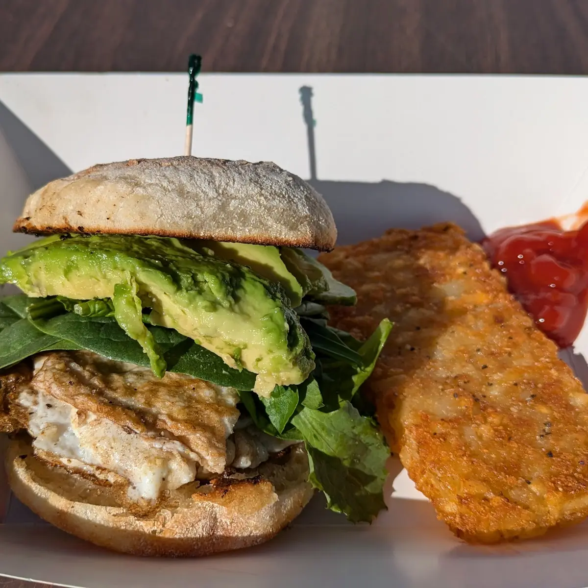 Egg White Spinach English Muffin with Avocado