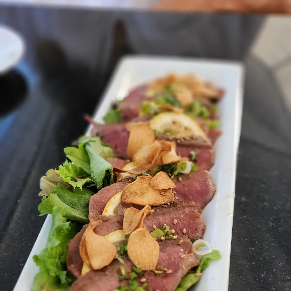 Albacore Sashimi with Crispy Onions