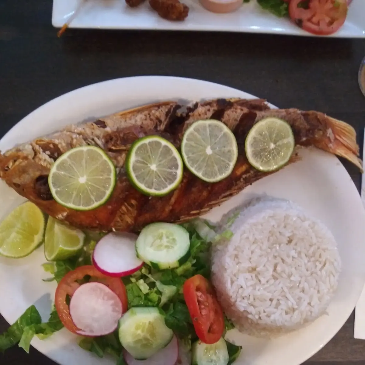 Fried Snapper White Rice & House Salad