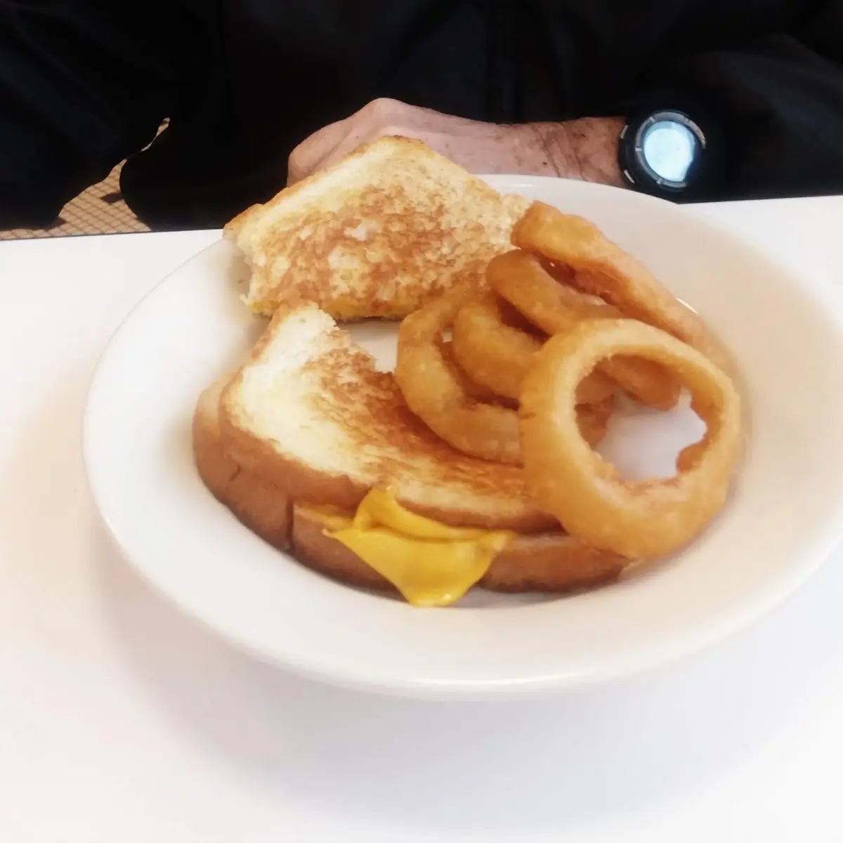Grilled Cheese Sandwich & Onion Rings