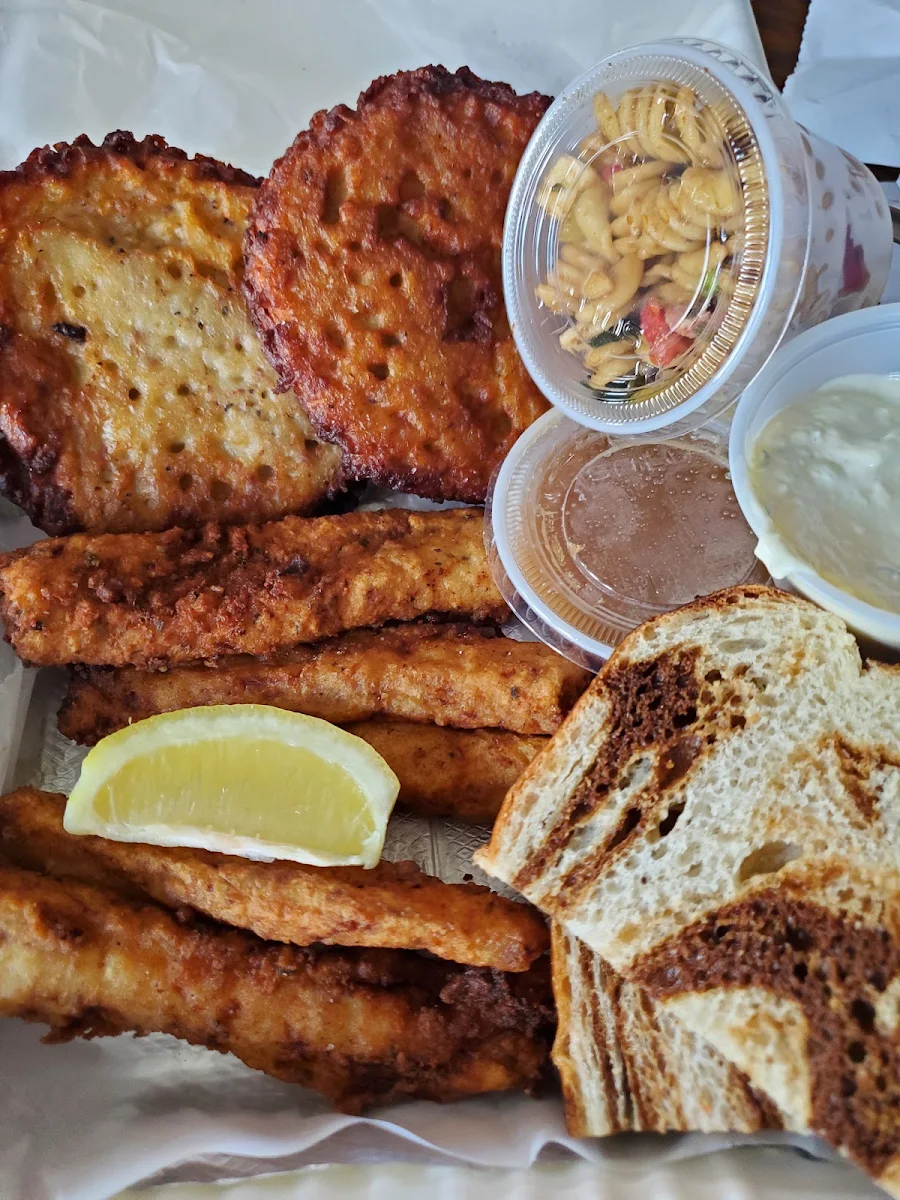 Cod Fish Fry with Potato Pancakes