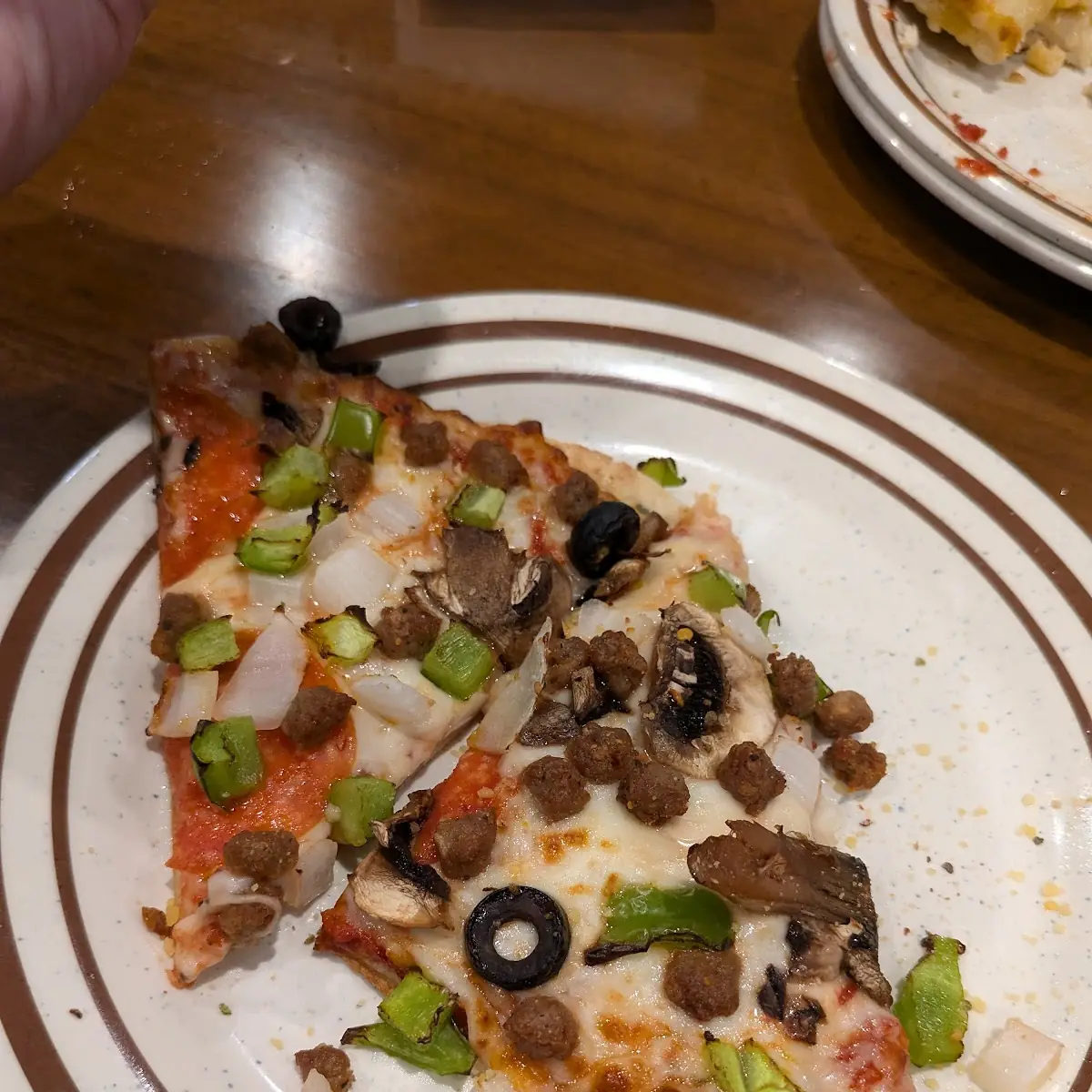 Chicken Pepper Tomatoes Black Olives and Mushroom Thin Crust Pizza