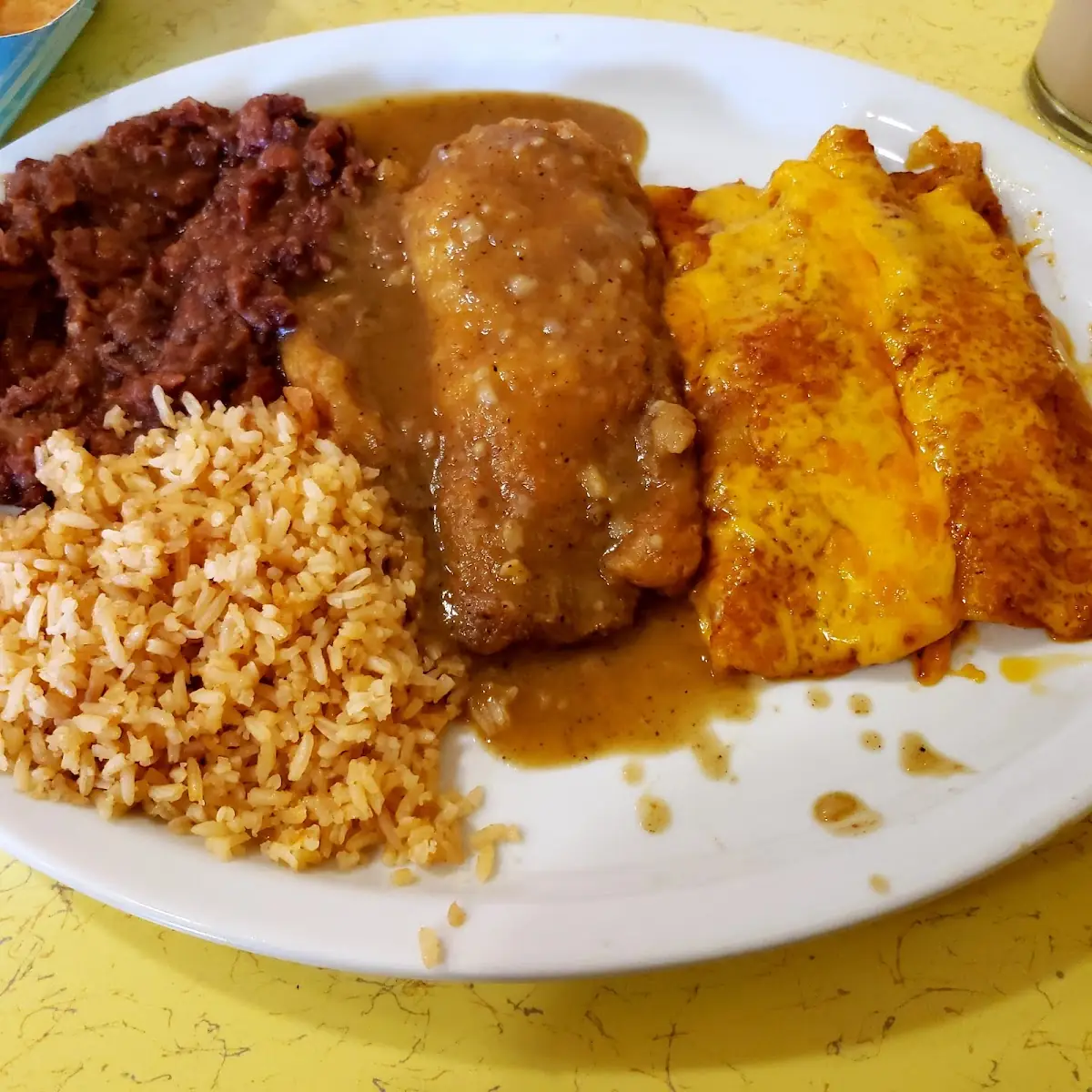 Chile Relleno and Rice and Beans