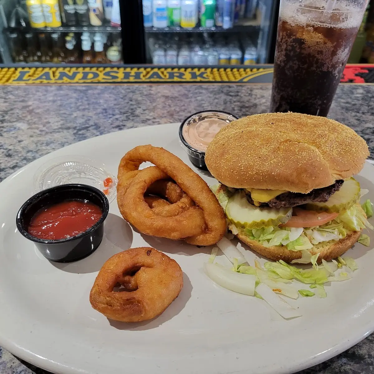 Double Cheeseburger and Onion Rings