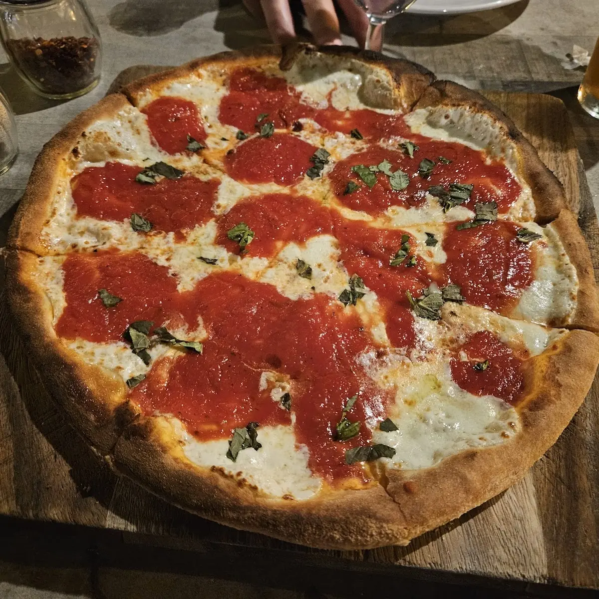 Margherita Pizza with Basil Leaves