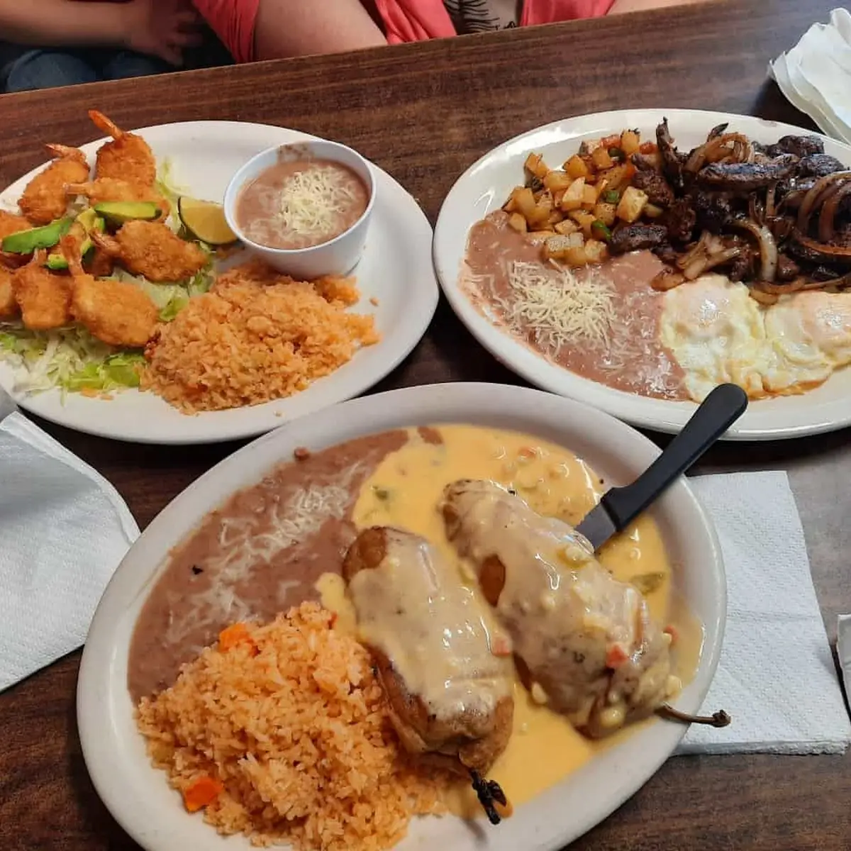 Fried Shrimp Liver and Onions Cheese Chile Relleno