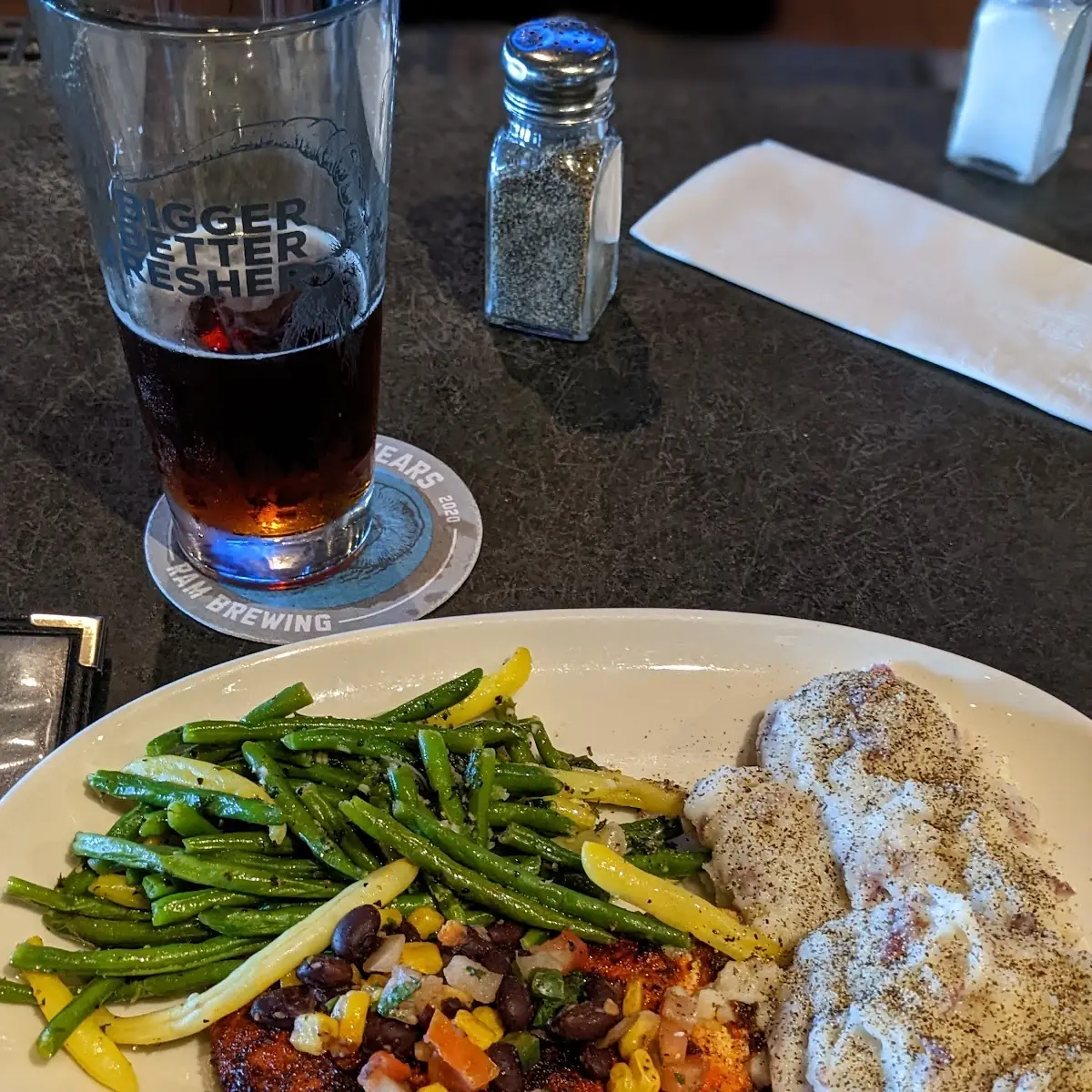 Salmon Greens and Mashed Potatoes
