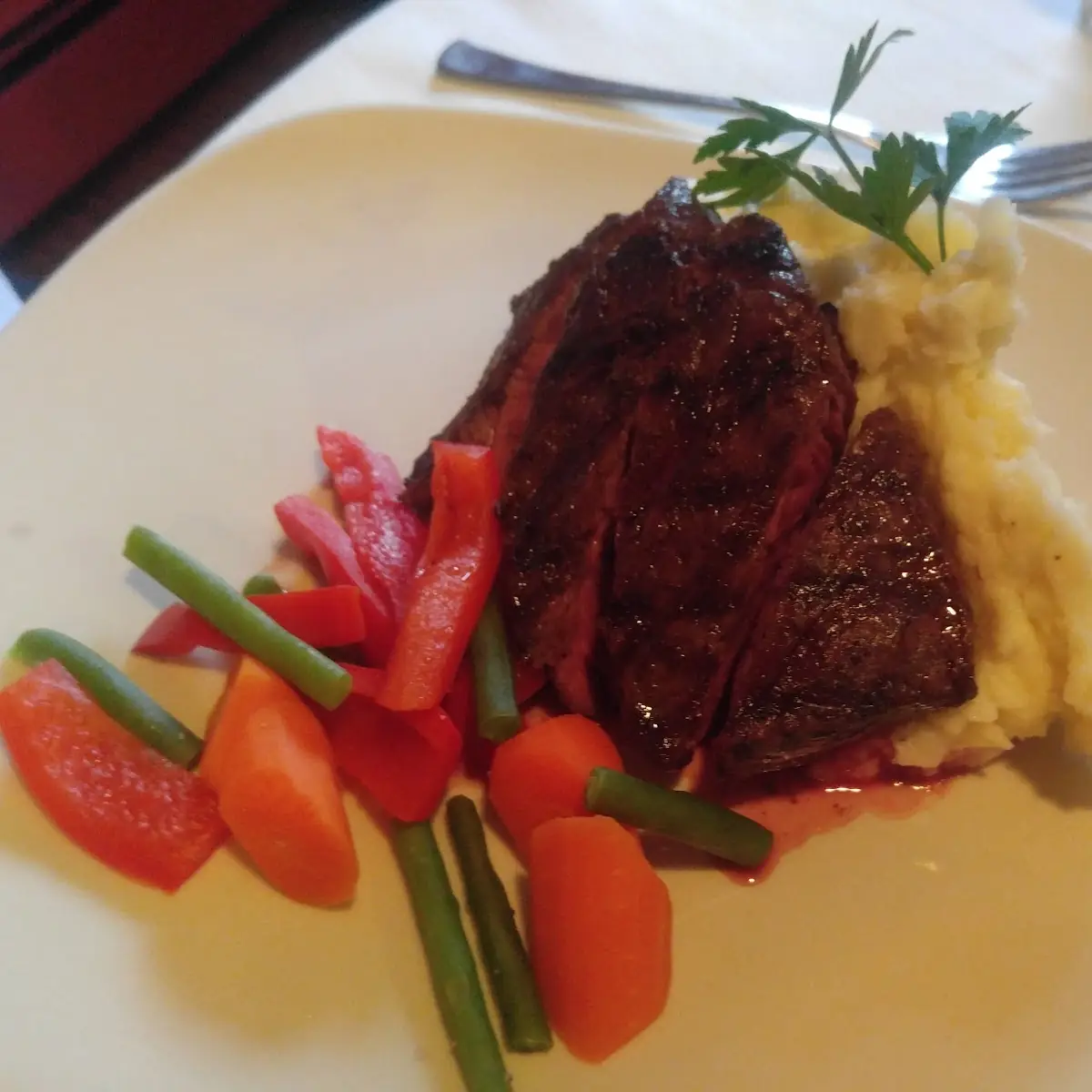 The Hanger Steak with Garlic Mashed Potatoes