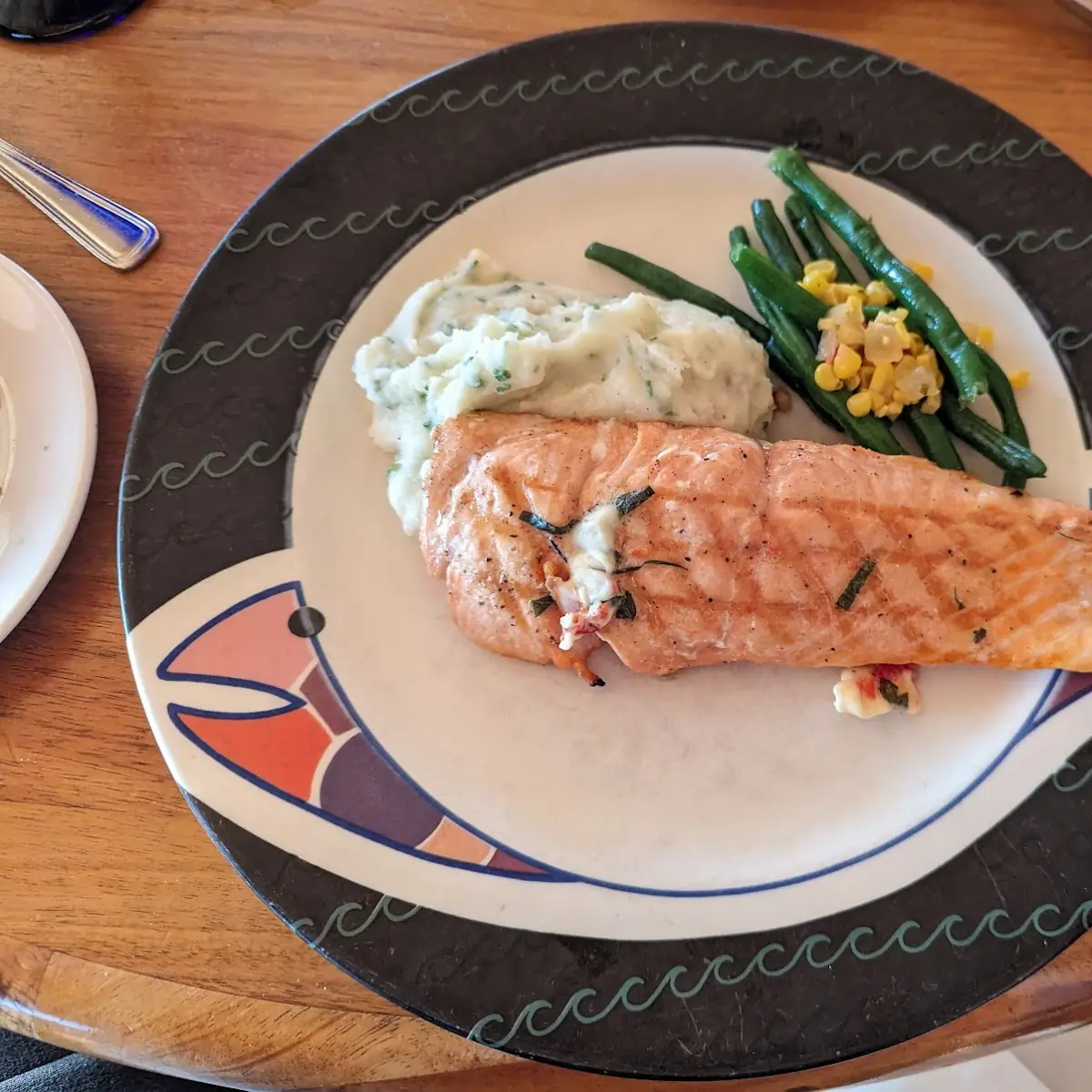 D Planked Silver Salmon with Red Pepper Beurre Blanc