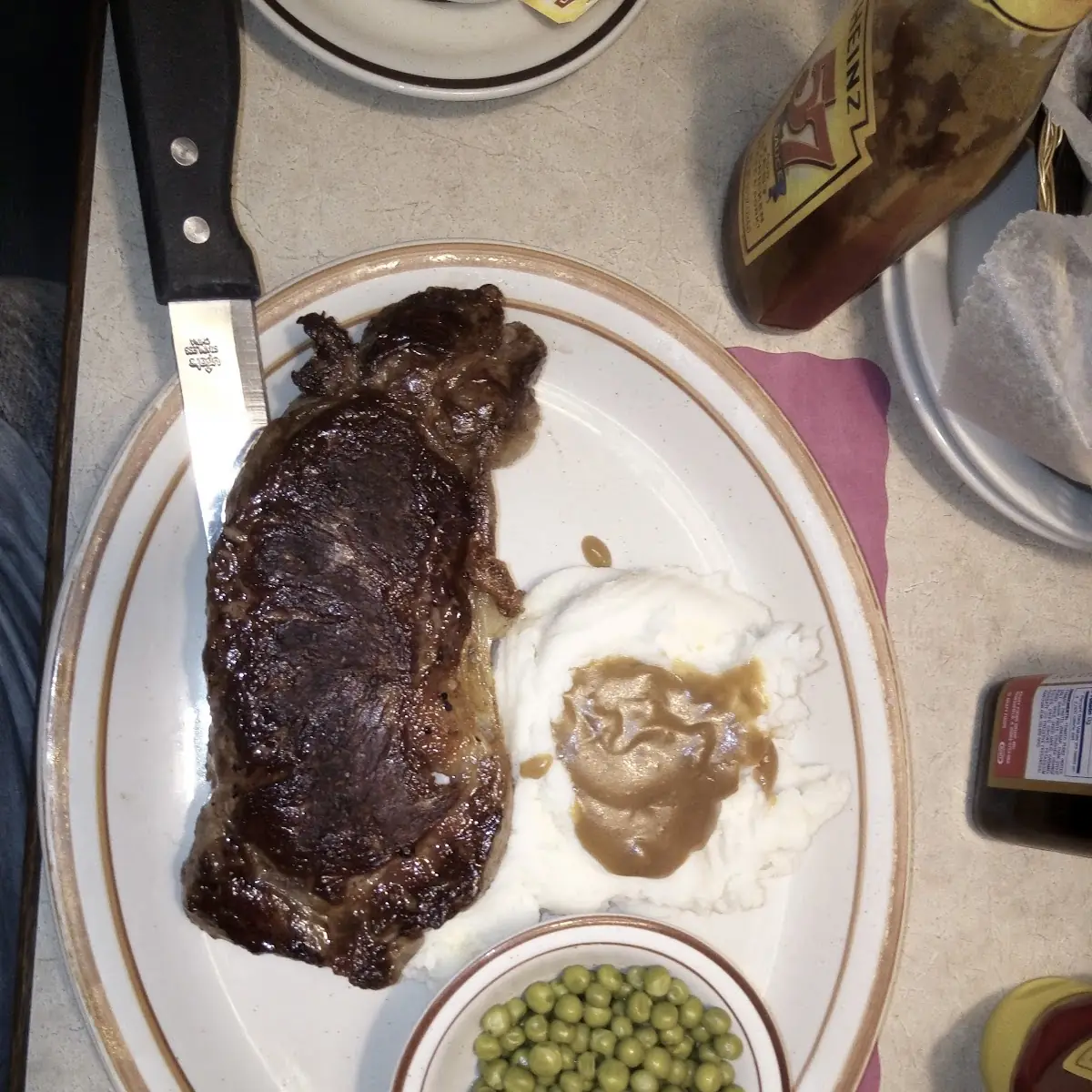 Steak and Mashed Potatoes with Peas
