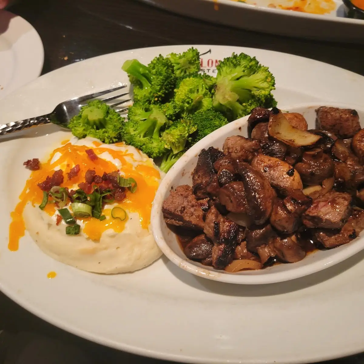 Steak Tips Loaded Baked Potato and Broccoli