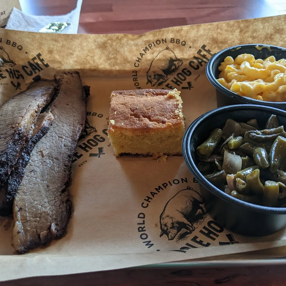 Beef Brisket Mac and Cheese Green Beans Cornbread