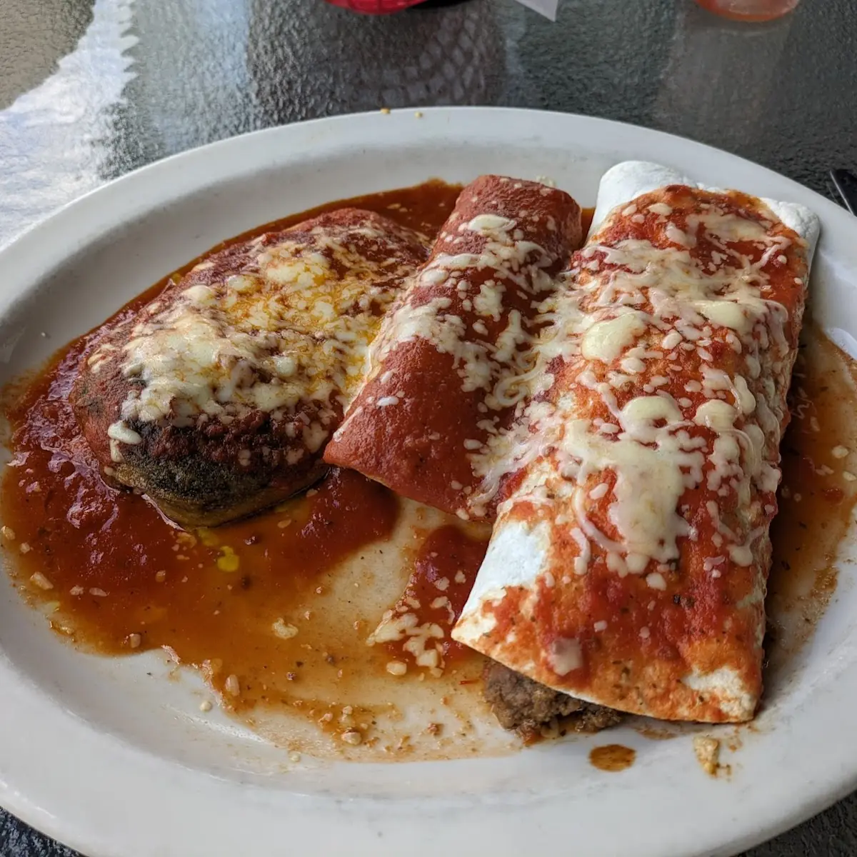 Chili Relleno Chicken Enchilada & Beef Burrito