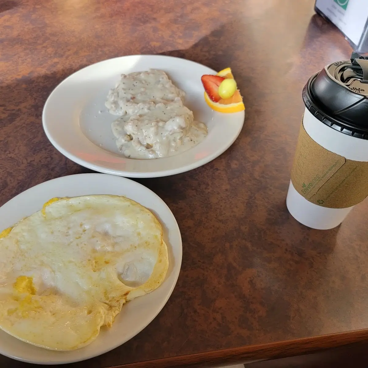 Biscuits and Gravy Eggs over Hard