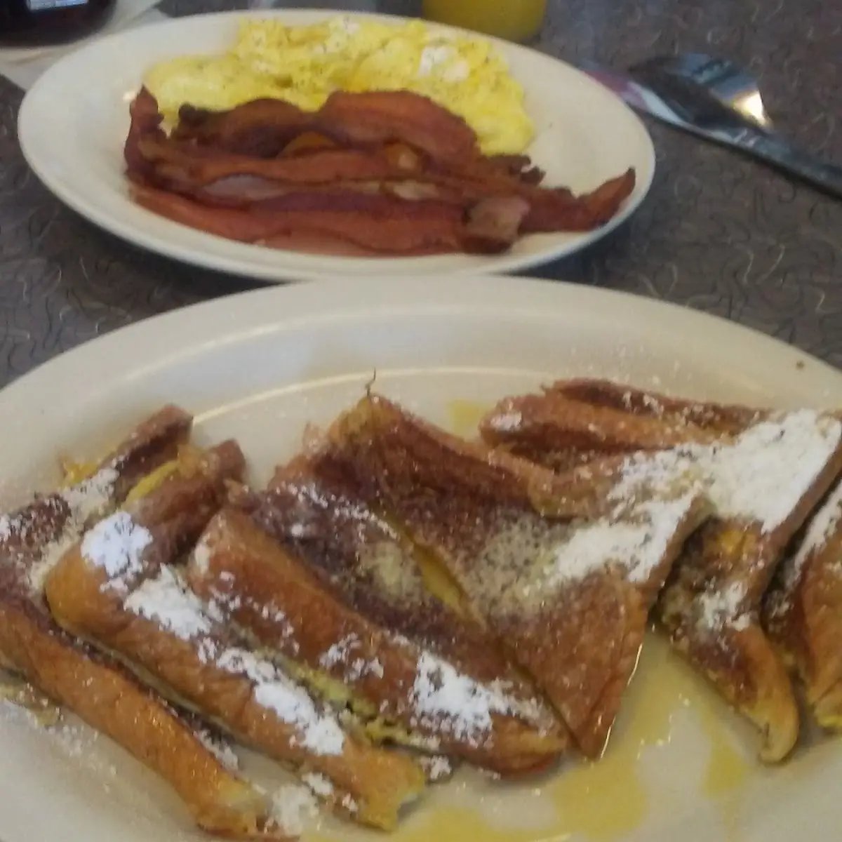 French Toast Eggs and Bacon
