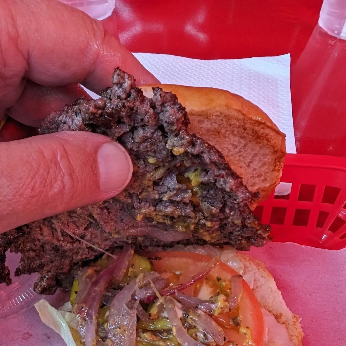 Grilled Onions on a Junior Bugger