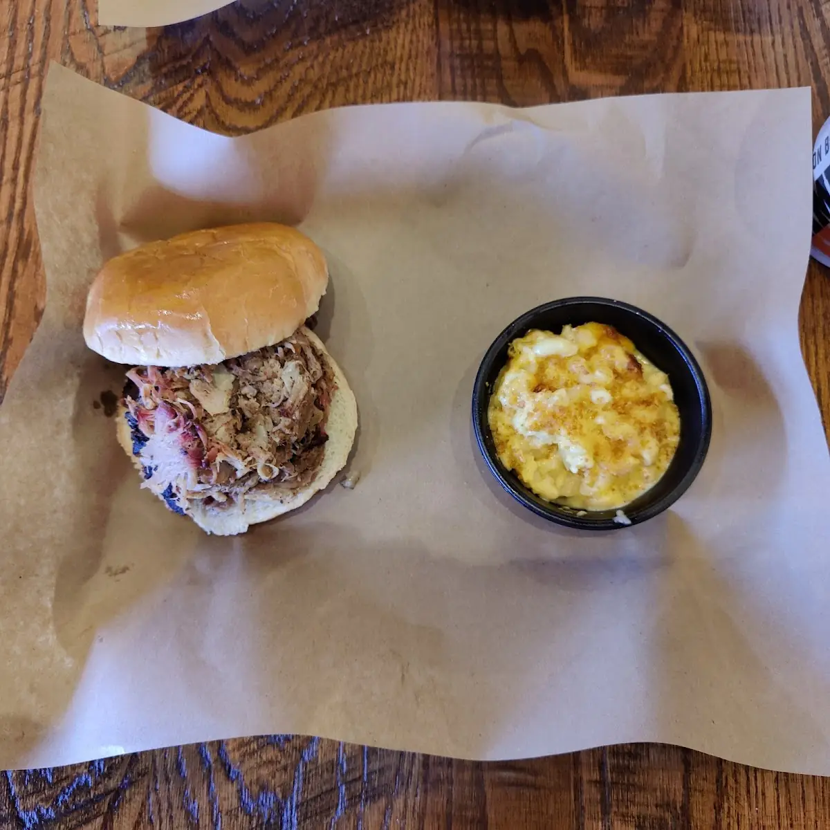 Pulled Pork Sandwich and Mac and Cheese