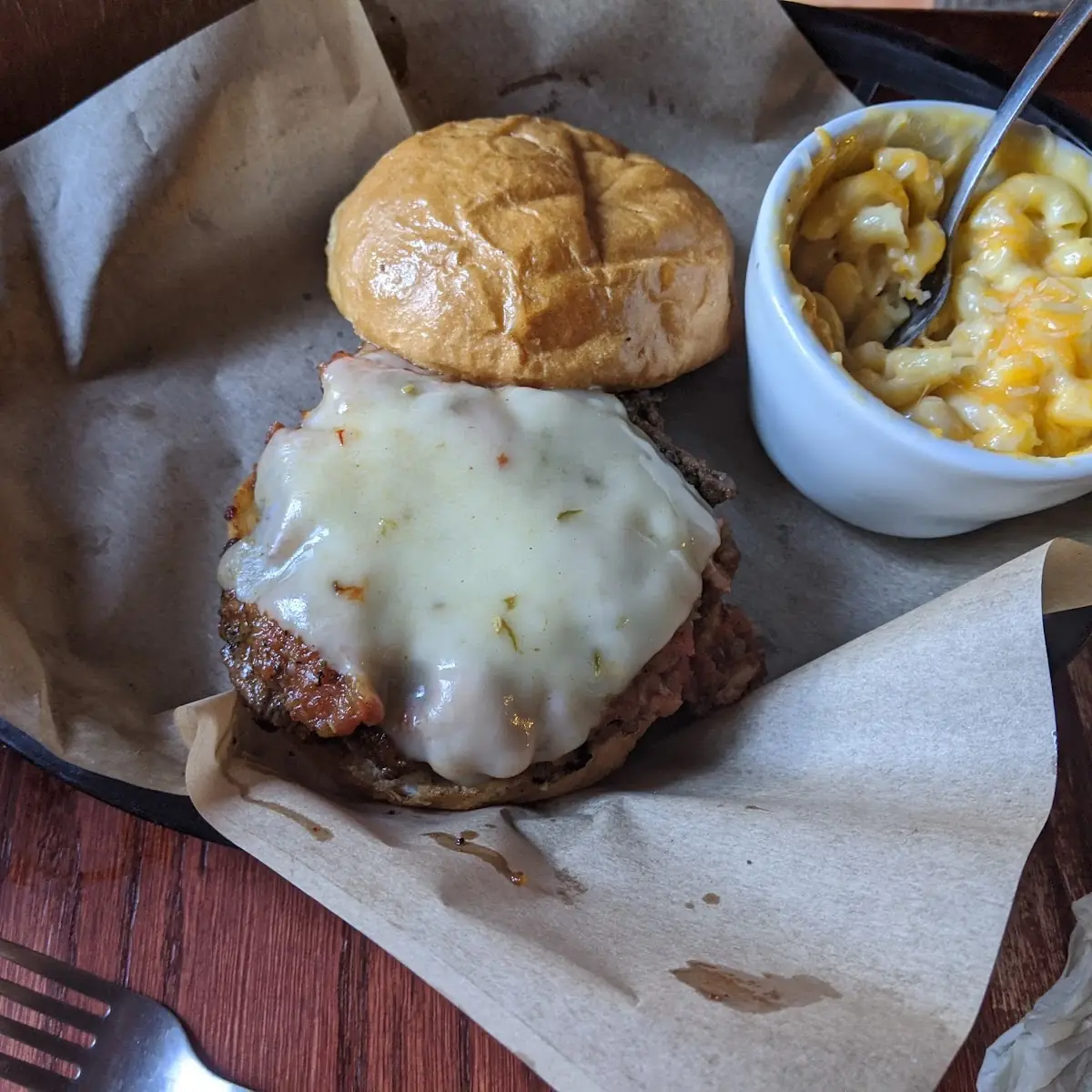 Southwest Burger with Mac and Cheese