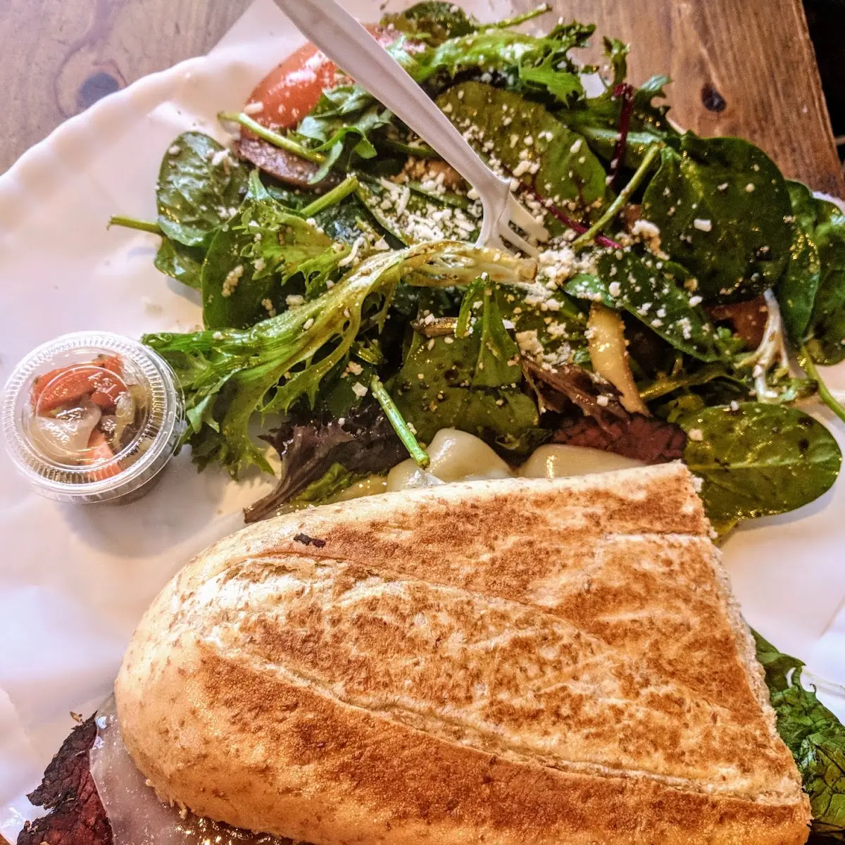 Pastrami Panini and Cherubs Salad