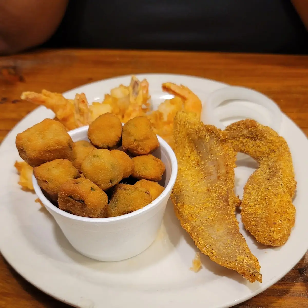 Fried Okra Catfish Fillet and Fried Shrimp