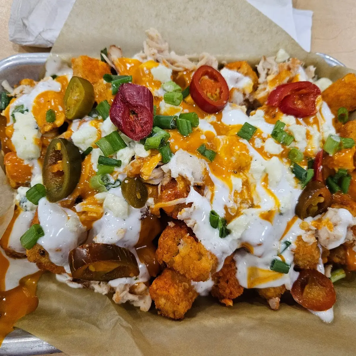 Buffalo Chicken Ranch Tots