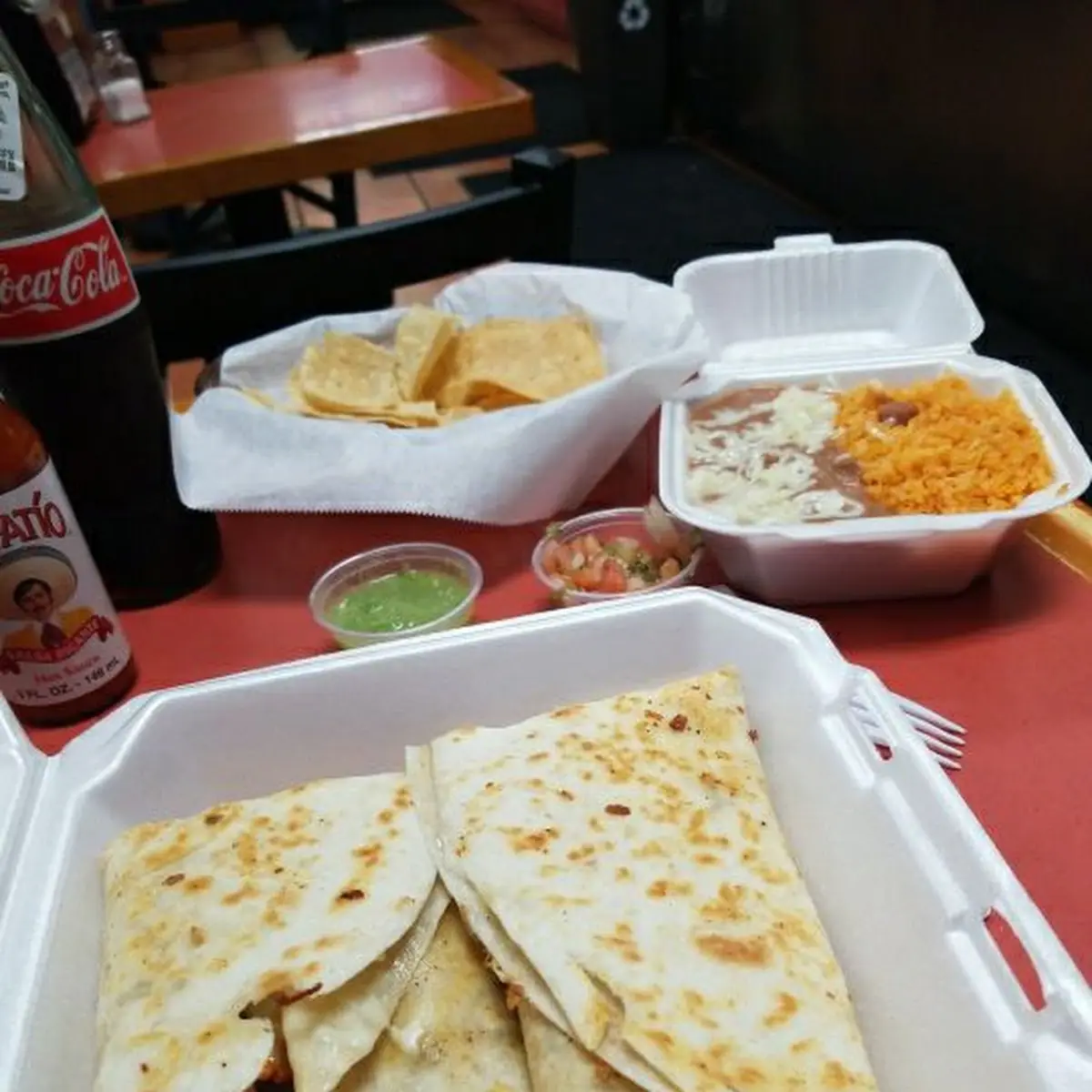 Chicken Quesadilla with Beans and Rice
