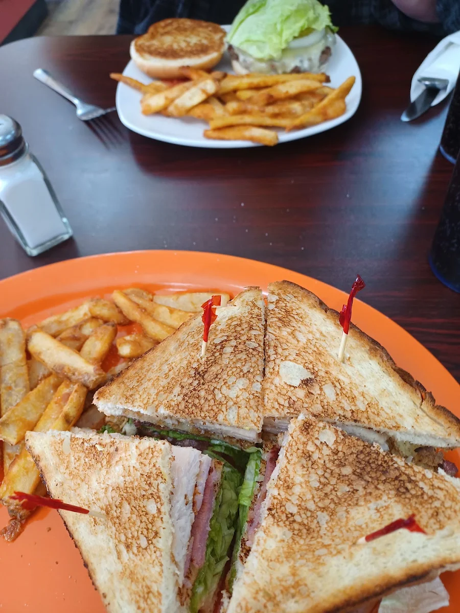 Club Sandwich and Cheeseburger