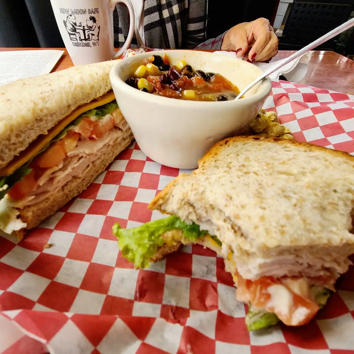 Roasted Turkey on Wheat w Veggie Chili