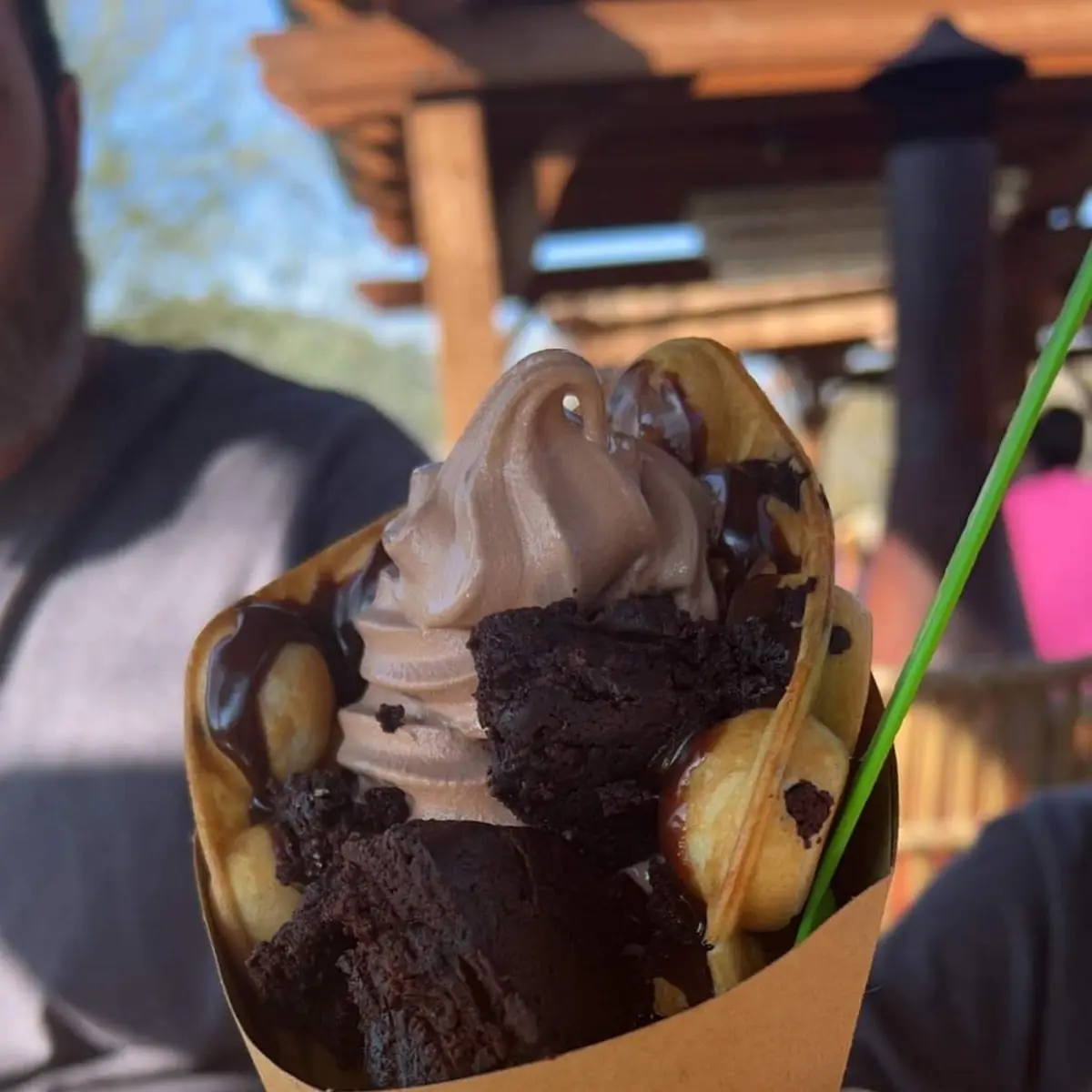 Yogurt Chocolate Brownie Bubble Waffle Cone