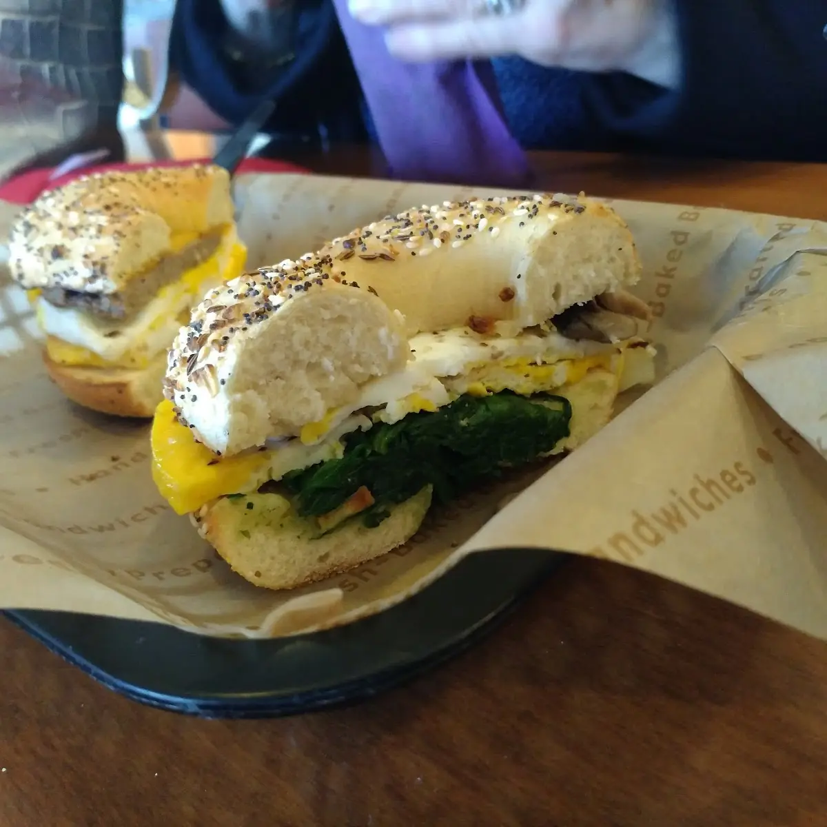Spinach Egg and Cheese Bagels