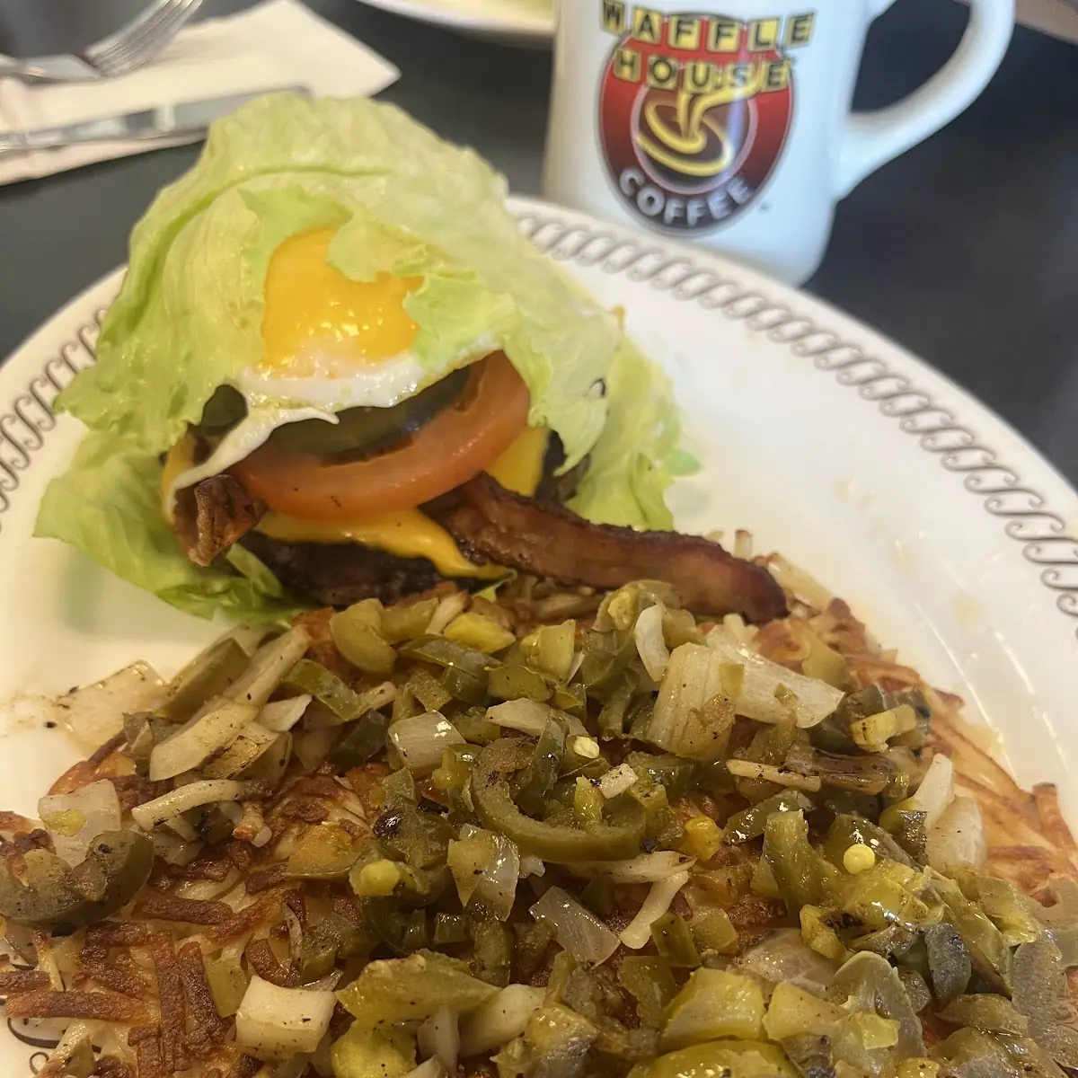 Lettuce Wrapped Burger and Hash Browns