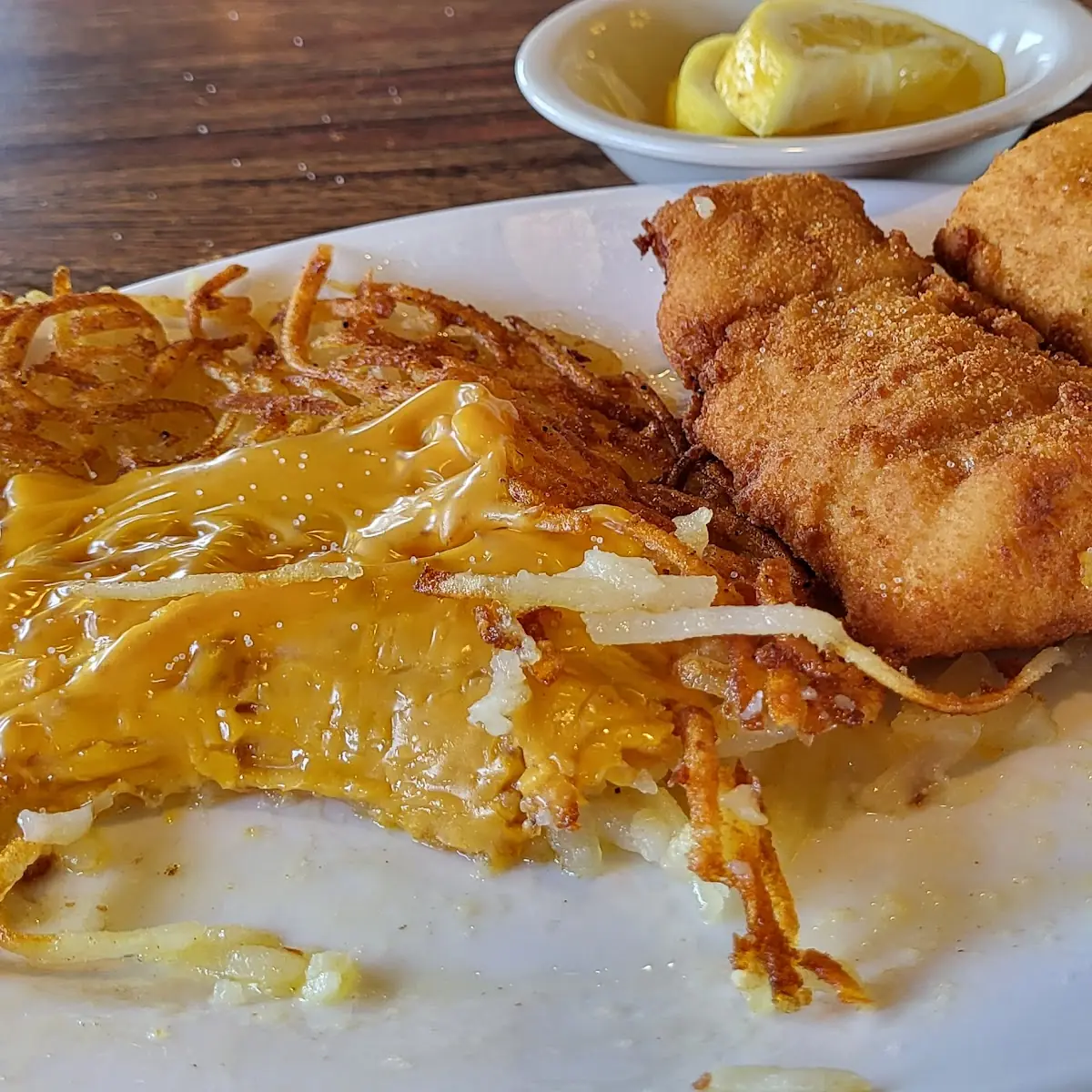 Hashbrowns with Cheese Deep Fried Cod