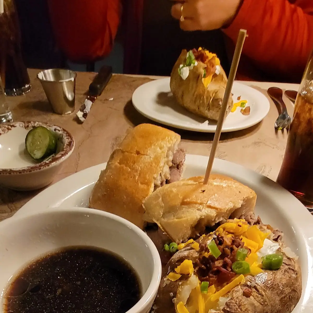 French Dip with Baked Potato