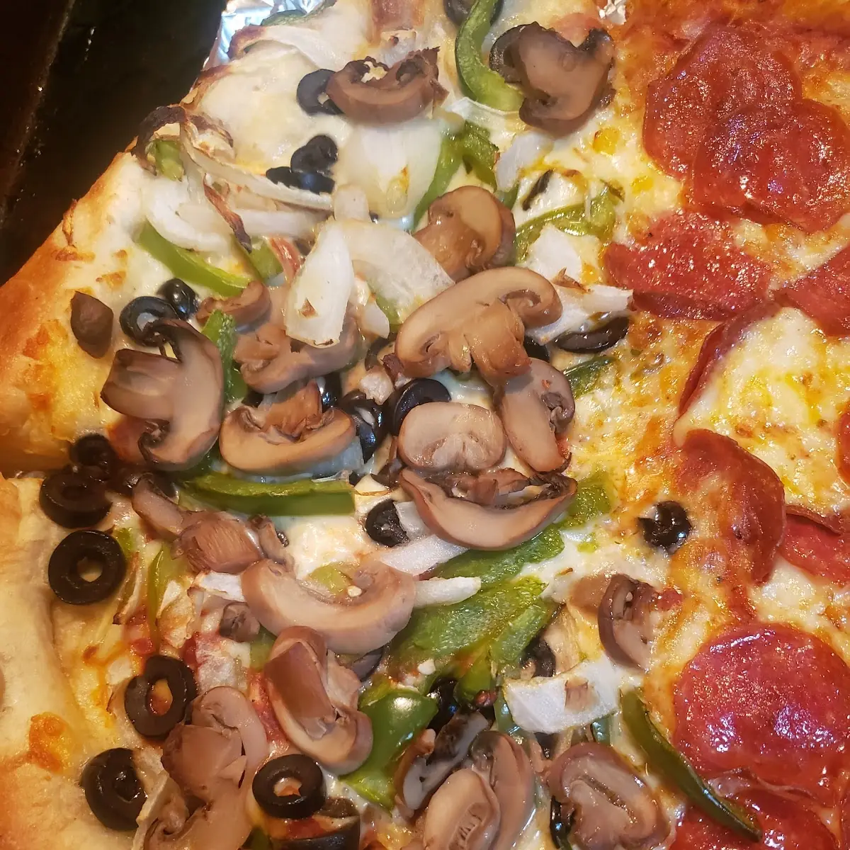 Half Veggies Half Pepperoni Pizza