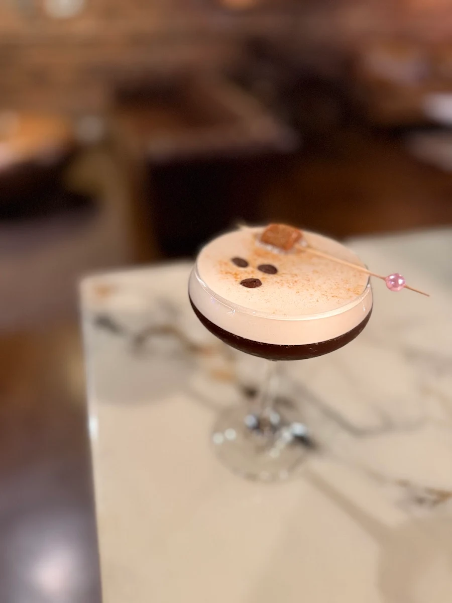 Salted Caramel Espresso Martini with Coffee Beans
