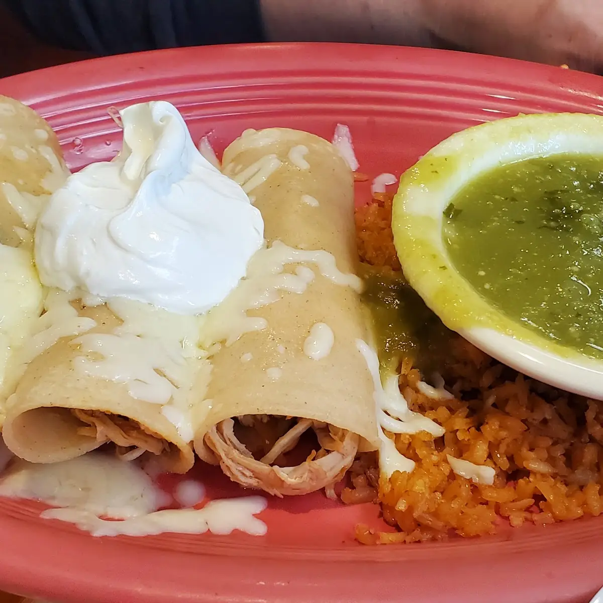 Chicken Enchilada with Cheese Dip on Top