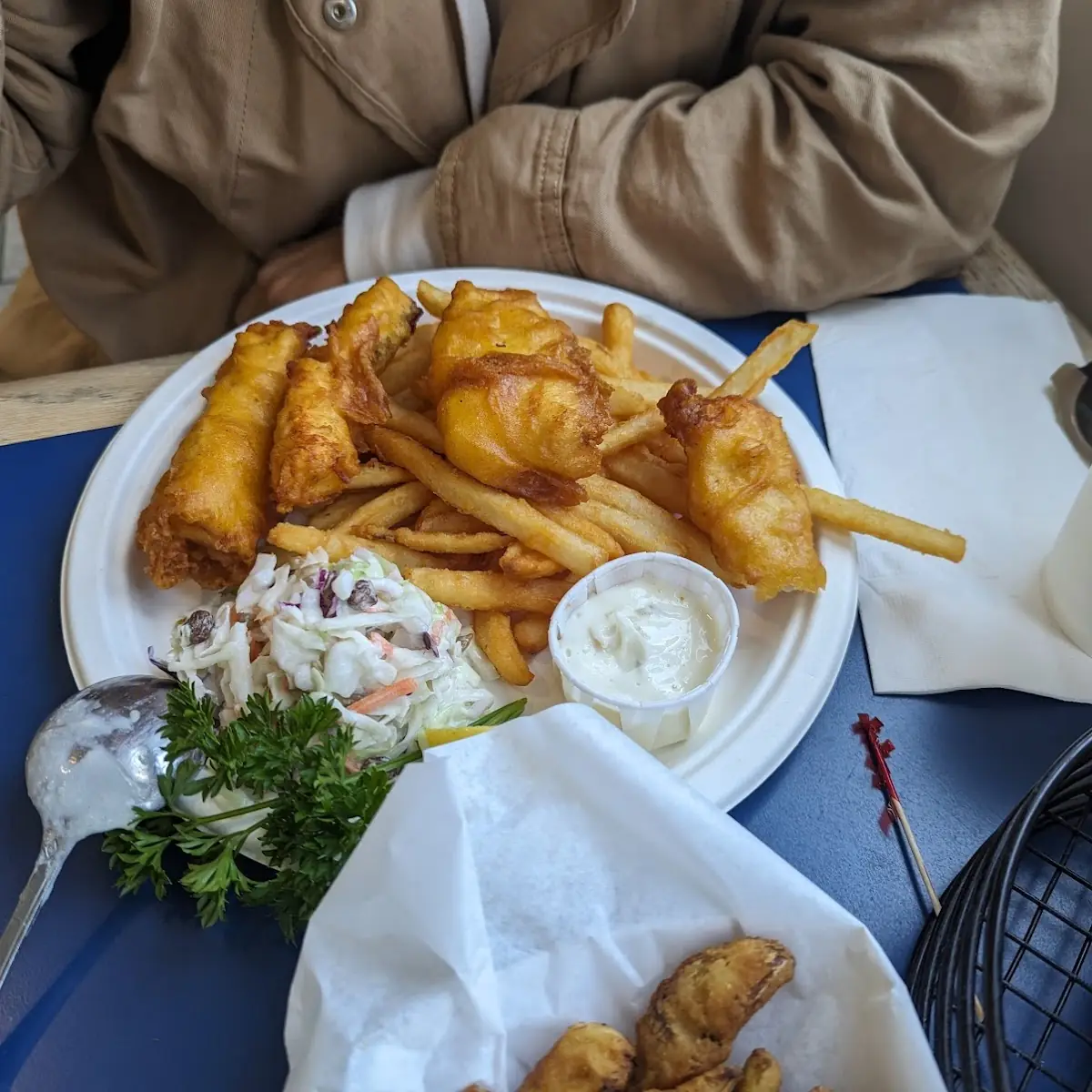 Fish & Chips w Coleslaw Salad